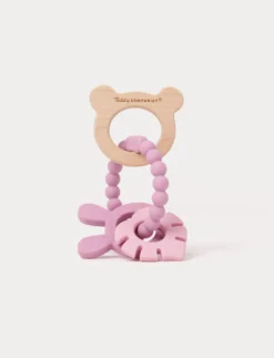 Bitring i silikon & trä, Rosa